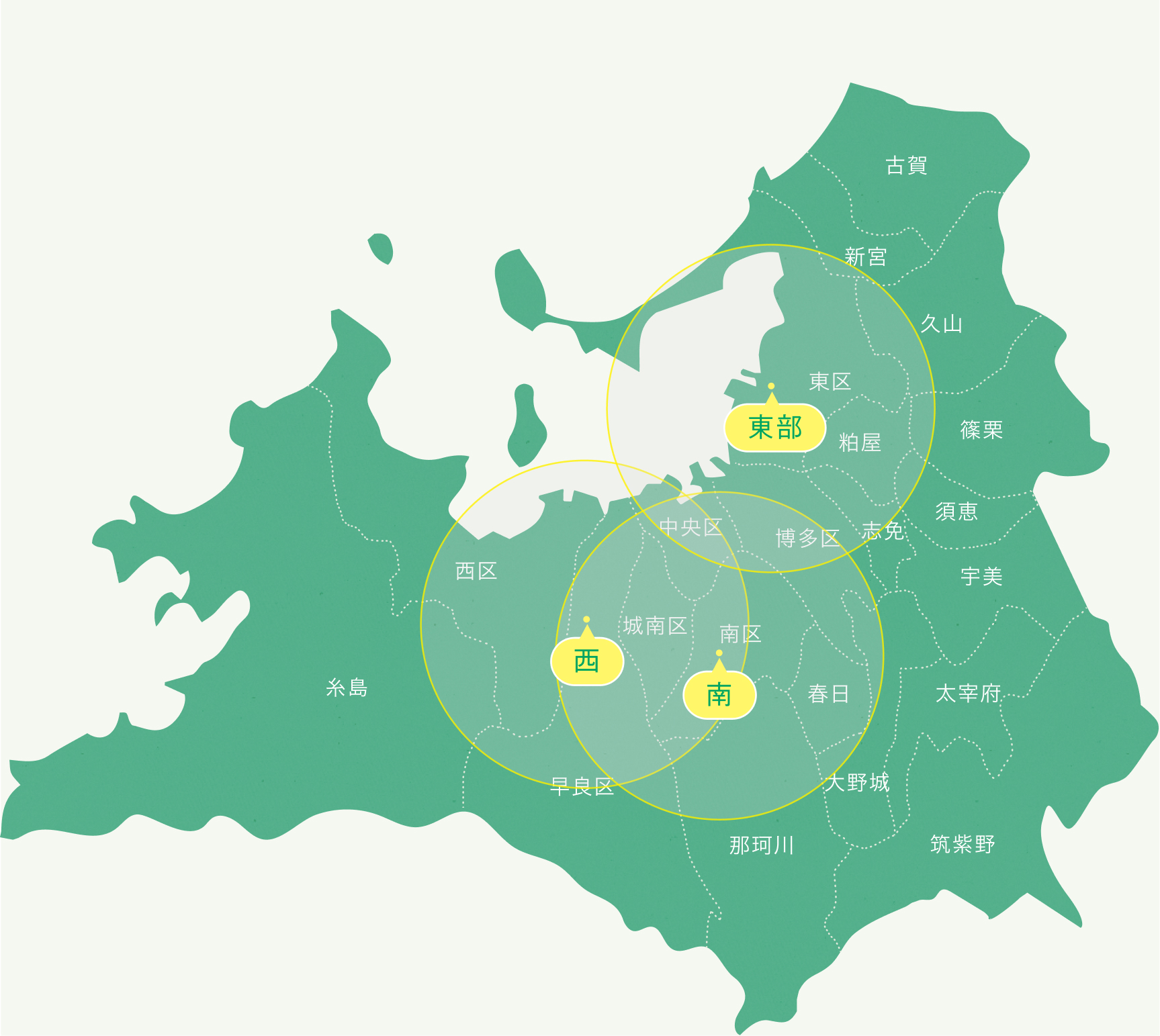 対応エリアを表す地図